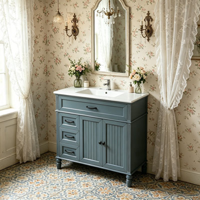 Meuble-lavabo sur pied 36 po avec lavabo en céramique