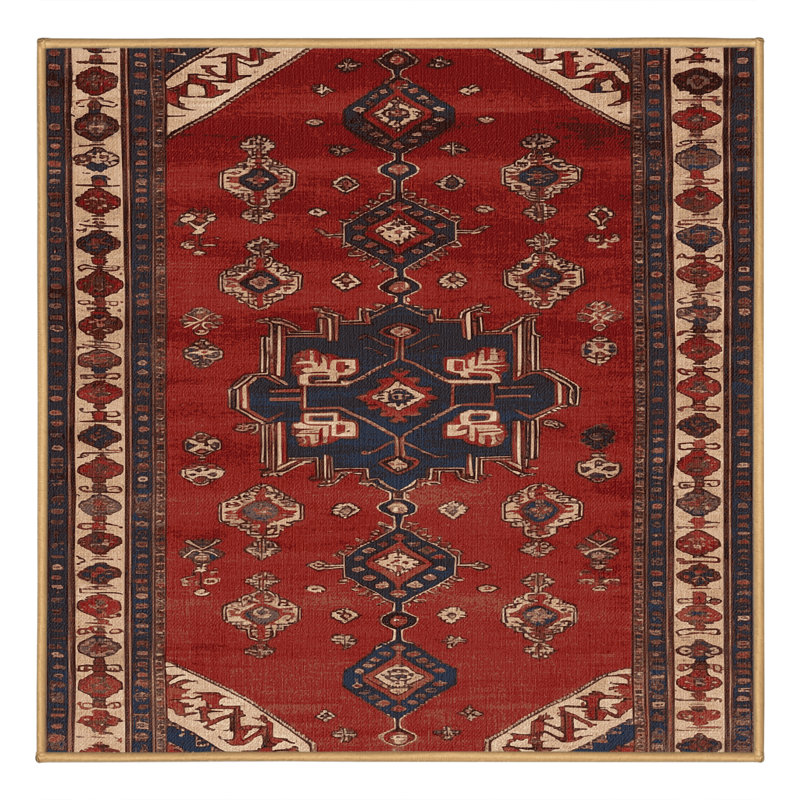 Tapis brun turc lavable à la machine, Carré 3 pi