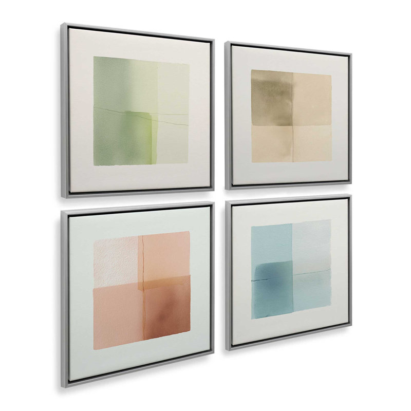 Ensemble de 4 impressions équilibrées, 12 po x 12 po, Cadre flottant en chrome poli