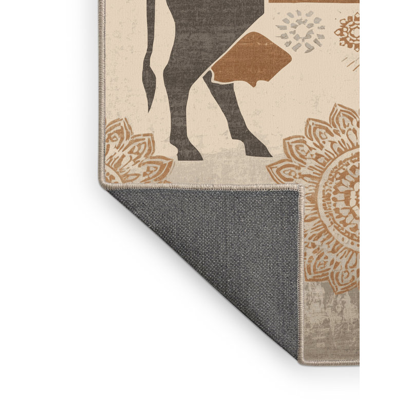 Tapis moelleux moelleux à motif de blocs d'inspiration mondiale Siclen, 4 x 6