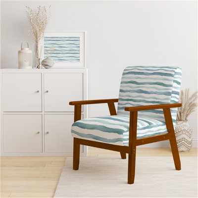Fauteuil moderne en velours - Green and White River Lines Green Arm Chair