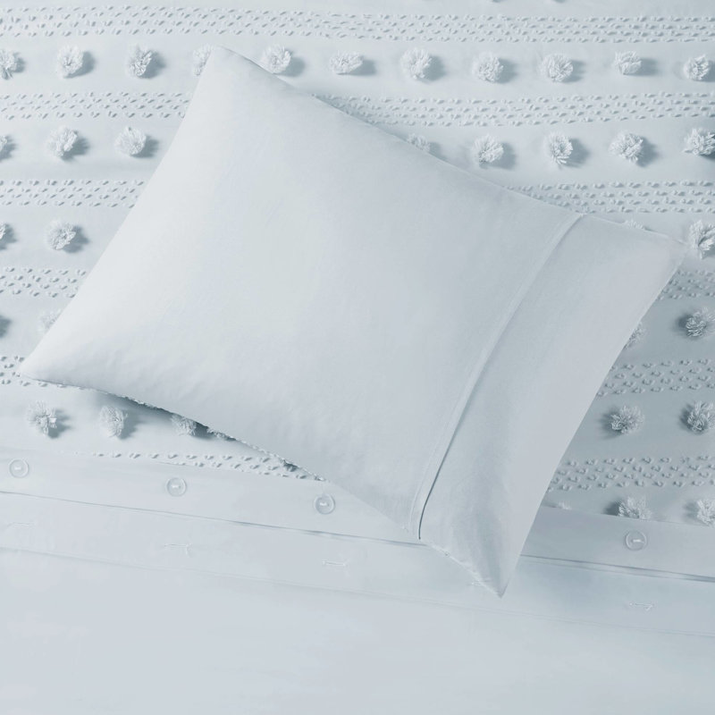 3 pièces, double / grand, pince, housse de couette, bleu, envers en microfibre, détails, - option lavable à la machine