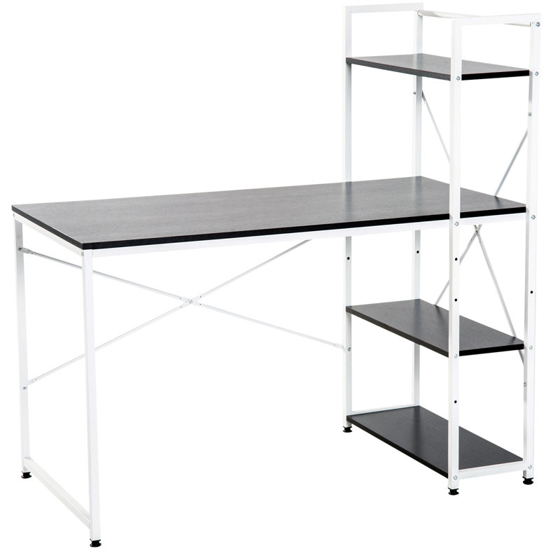 Piekos Metal Base Computer Desk, Black/White