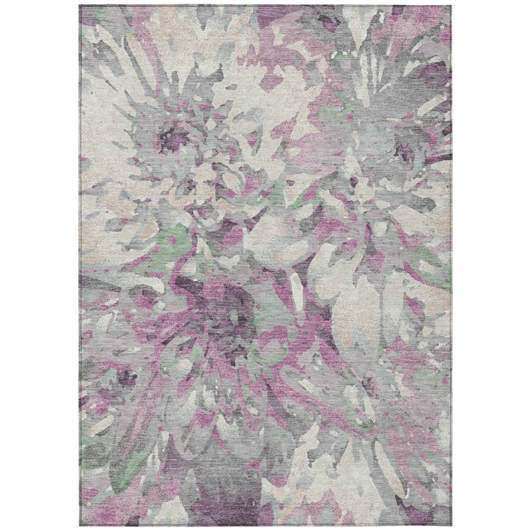 Machine Washable Indoor/Outdoor Molewski ACN2340 Floral Rug