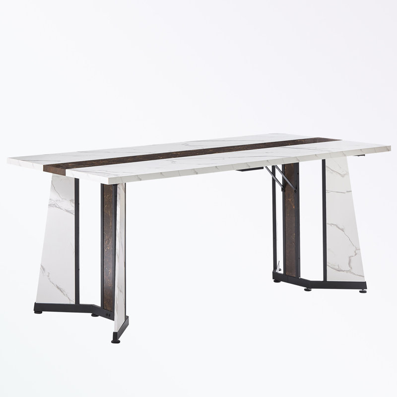 Rectangular Large Dining Table with Adjustable Legs