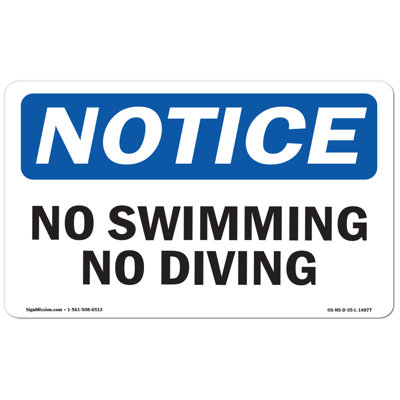 Avis de l'OSHA - panneau «Natation No Diving»