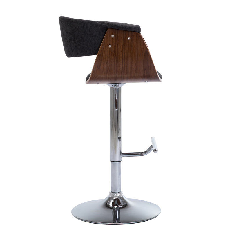 Bandar Swivel Adjustable Height Mid-Century Bar Stool, Dark Gray
