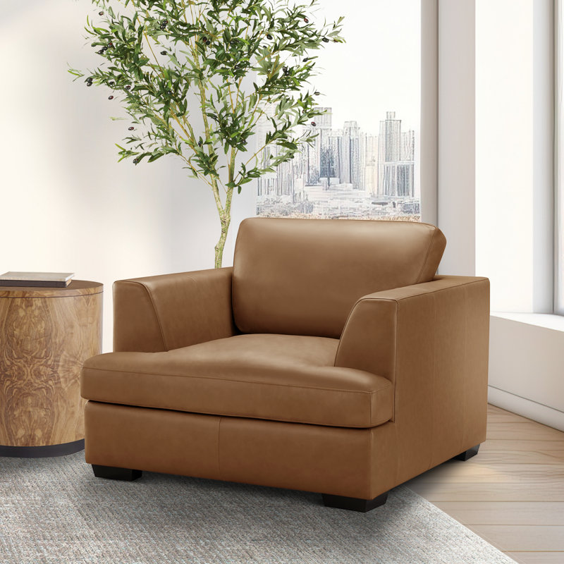 Fauteuil en cuir Lisa, Brun clair