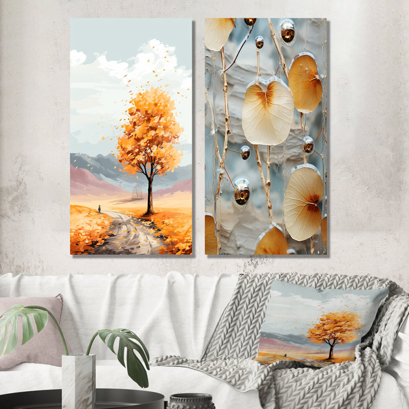 Ensemble de 2 pièces de salon en métal orange orange Basswood Essence II, H 32 po x l 32 po