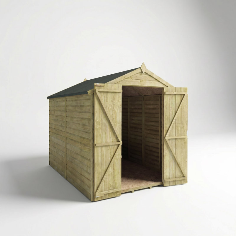Mercia 8 x 6ft Overlap Apex Windowless Shed (Double Door), No