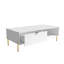 Table basse Mid-Century moderne avec tiroirs doubles (blanc)