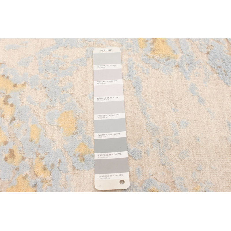 Tapis gris clair / jaune clair tissé à la main Gadar