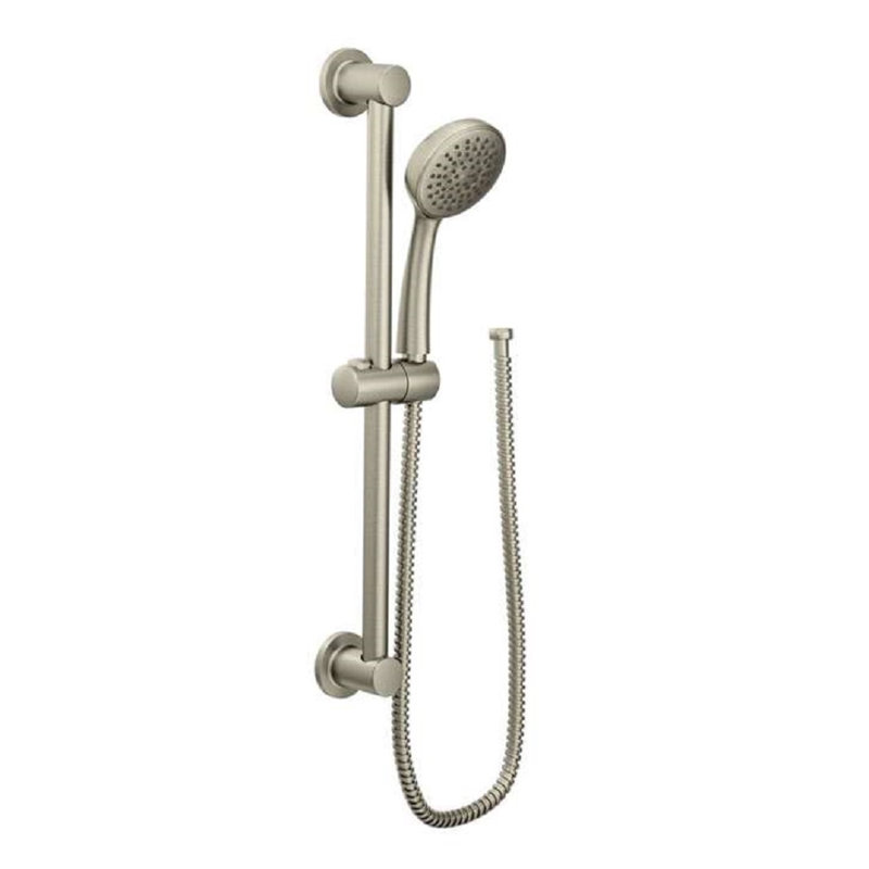 Douche ronde avec barre coulissante moderne et fonctionnelle Kosvo, Nickel brossé
