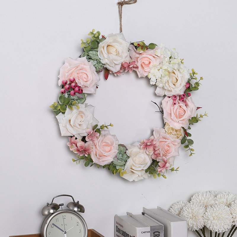 Handcrafted Faux Rose 30cm Wreath