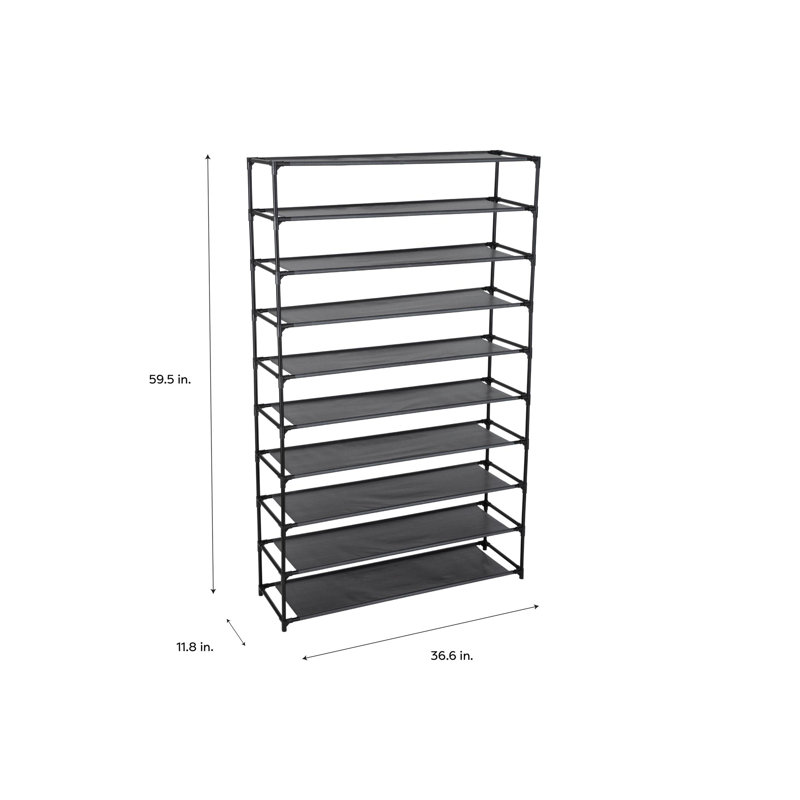 Burrier 50 Pair Shoe Rack, Black