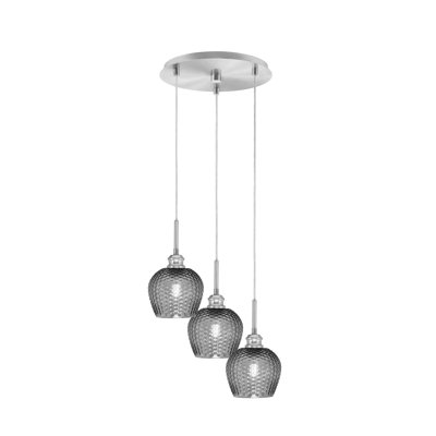 Edge 3 Light Cluster Pendalier Shown With 6" Textured Glass