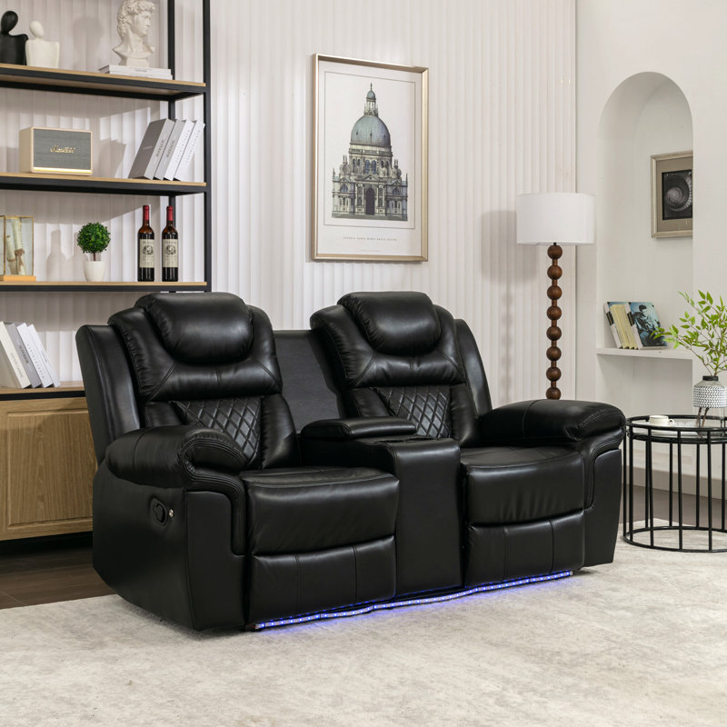 Fauteuil inclinable en cuir Condola, Noir