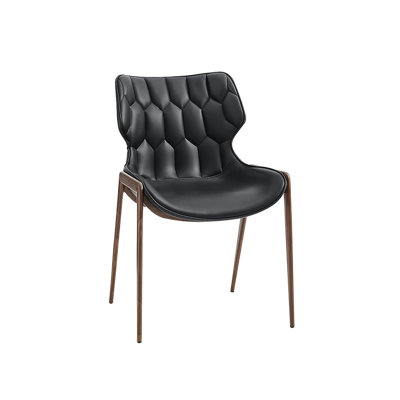 Chaise d'intérieur en métal grain de bois avec siège en vinyle rembourré. 20 lb