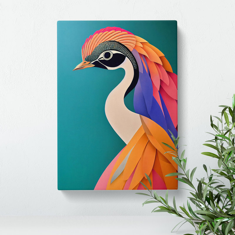 Bold Peacock Art No.6 - Wrapped Canvas, 60cm H x 40cm W x 3cm D
