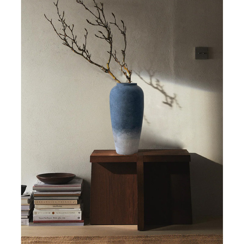 Vase de ferme rustique en céramique, vase fait à la main pour décoration intérieure, Bleu