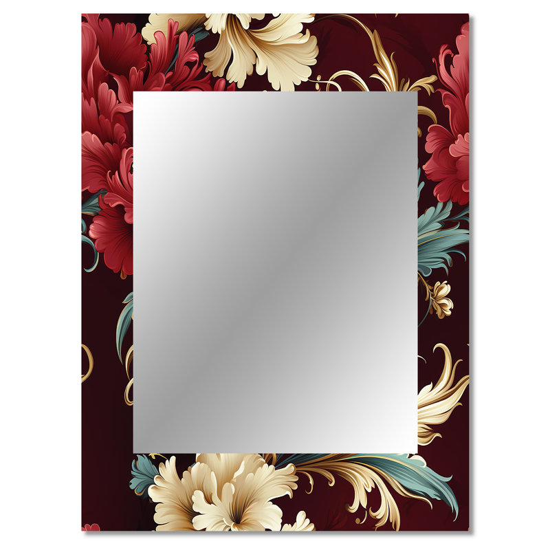 Victorian Renaissance Revival Victorian Pattern - Floral Decorative Wall Mirror, Cottage Mirror, Printed Metal Art, 40" x 30"