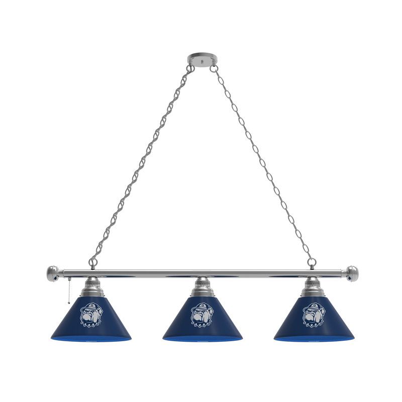 3 - Light Pool Table Lights Pendant, Chrome, Georgetown Hoyas