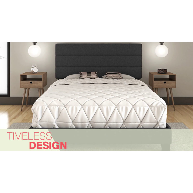Rachel Light Gray Linen Upholstered Queen Bed Frame with Tufted Headboard