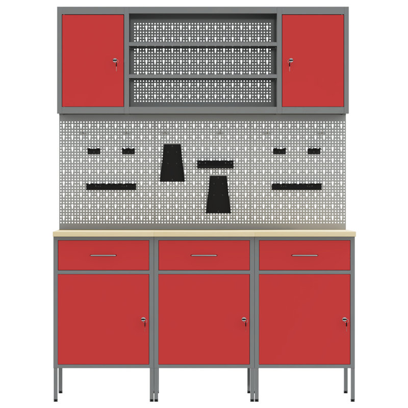 Work Cabinet with Drawer, Red