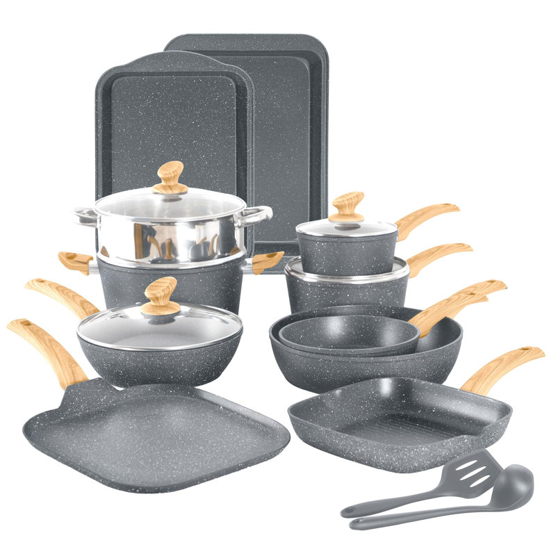 Persas 17 - Piece Aluminum Cookware Set, Grey