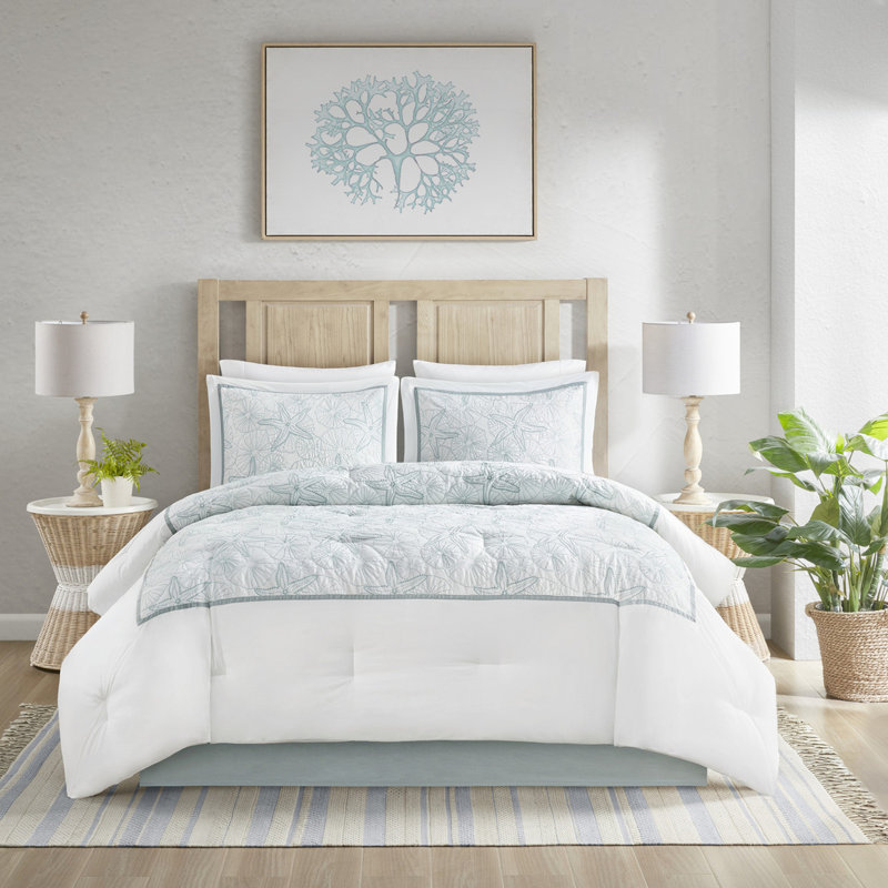Édredon pour grand lit blanc - coton 200Tc, broderie, rembourrage surdimensionné 100% coton foncé