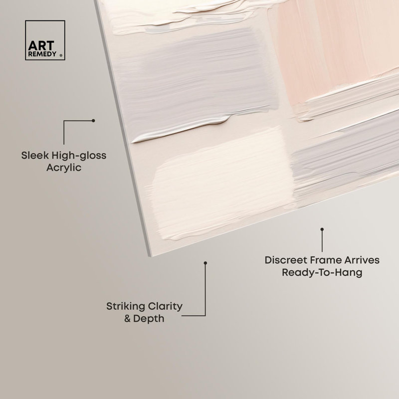 Art abstrait acrylique rosé crème tons III par Art Remedy, prêt à être accroché, H 24 po x l 24 po