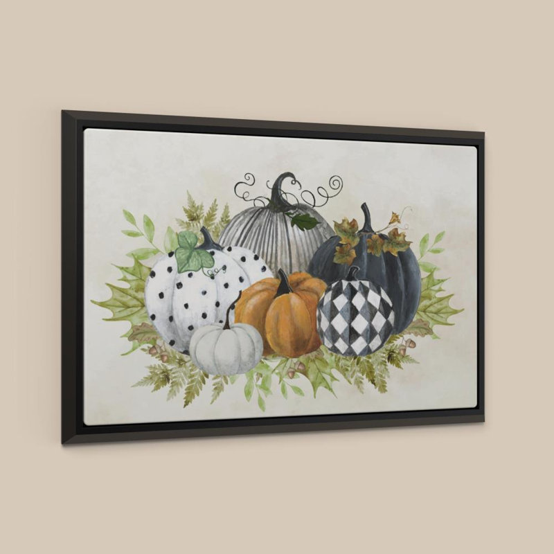 «The Pumpkin Patch» par Tava Studios - Impression sur toile, 36 po x 24 po, Cadre flottant biseauté, Noir