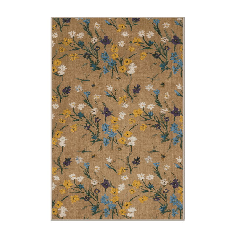 Washable Meadow Flowers Farm Area Rug, Rectangle 5' x 8'