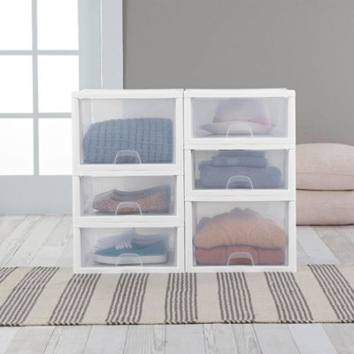 Sterilite Clear & White Plastic Storage Bin with One Drawer