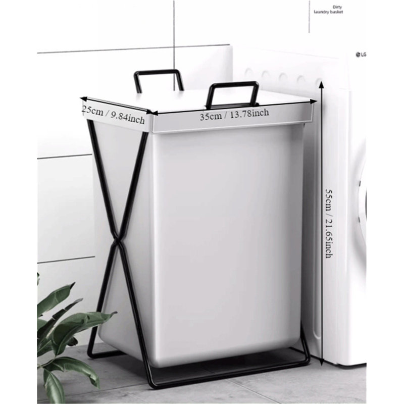 Laundry Hamper with Handles, Black/White