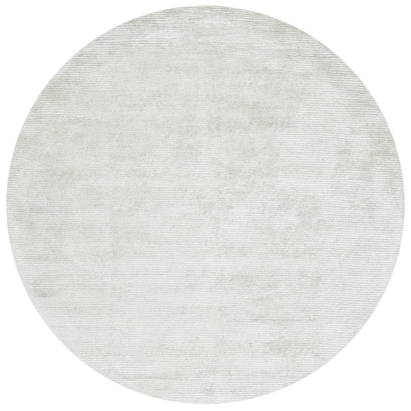 Tapis gris en viscose / laine touffeté à la main Cheevers, Rond 4 pi