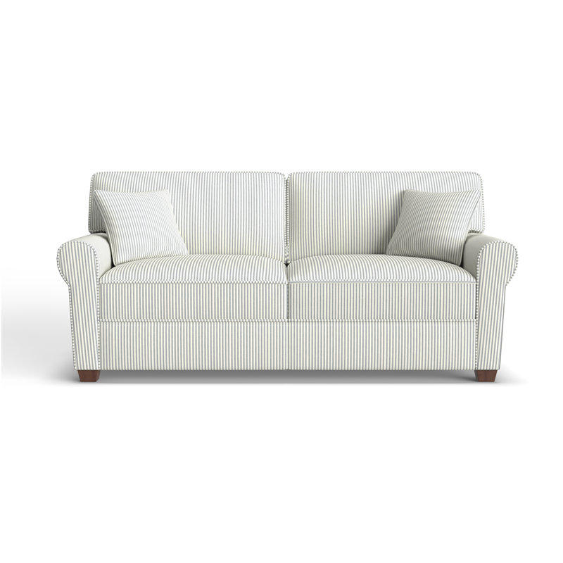 Shannon Upholstered 36'' Sleeper Sofa, Dark Walnut, Cruise Adrift Woven Stripe