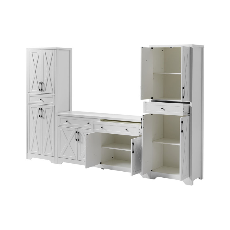 Buffet Caple de 68 po de hauteur dans le salon, armoire de rangement multifonctionnelle, blanc, chambre et bureau, console de 66 po, L 23,7 po x l 15 po, H 68 po, armoire de rangement blanche pour la chambre à coucher, 23,7 po L