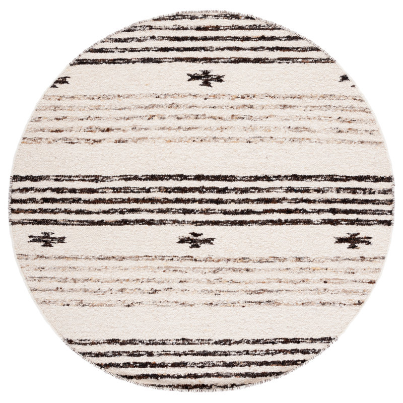 Tapis en laine et coton tissé à la main Abbie-Lea, Rond 4 pi