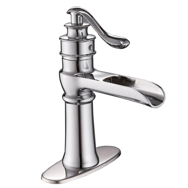 Waterfall Single Hole Single-Handle Low-Arc Bathroom Faucet, Polished Chrome