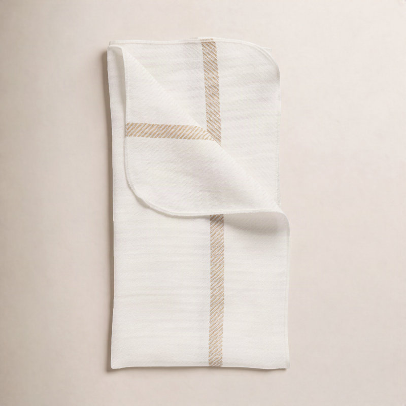 Carolina Linen Blend No Pattern Square Napkin, White/Caramel