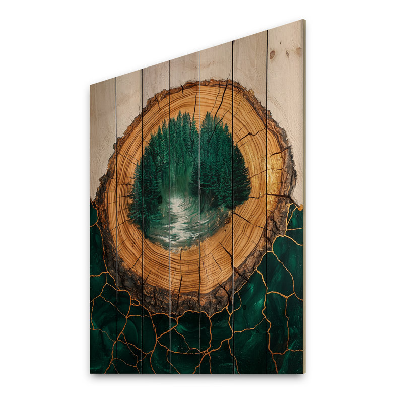 Émeraude, reflet de la forêt, paysage II, H 20 po x l 10 po x P 0,78 po