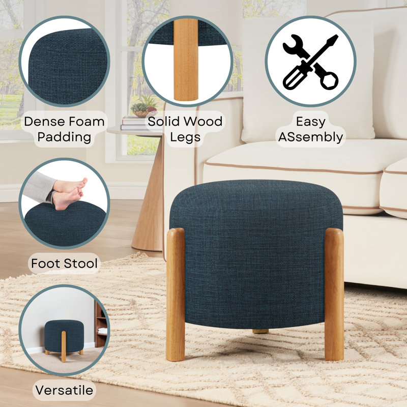 Sola Upholstered Ottoman Foot Stool, Dark Blue