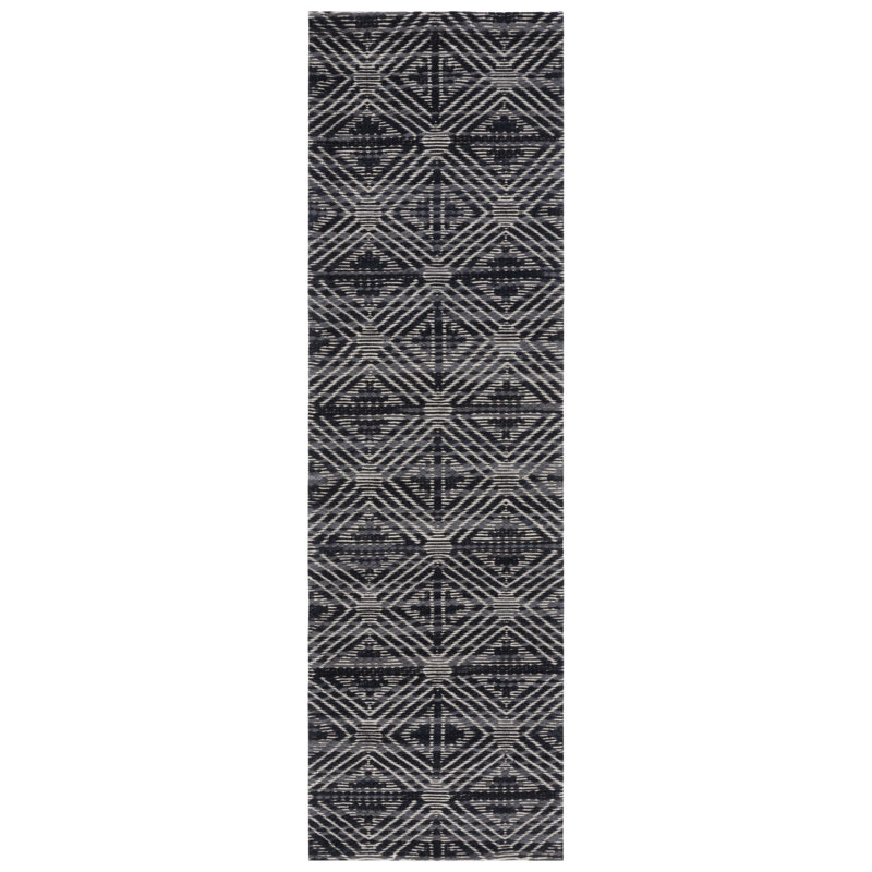 Marbella Hand Loomed Wool And Cotton With Latex Geometric Rug, Runner 2'3" x 8'
