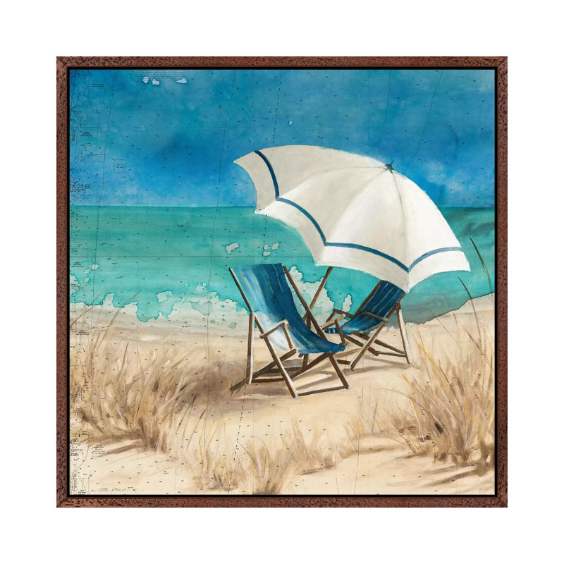 Retreat To The Beach II by Carol Robinson - Print on Canvas, Classic Brown Wood Framed, 66.04 cm H x 66.04 cm W