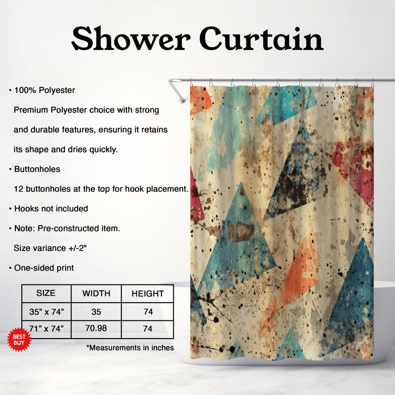 Rideau de douche Old Mosaic - Premium, H 74 po x l 71 po