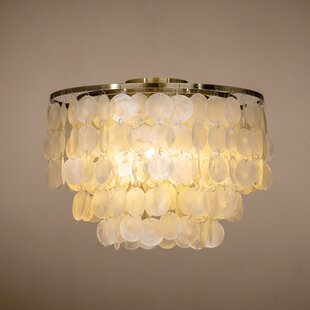 3-Light 13 Indoor Capiz Shell Flush Mount Ceiling Light Coastal Seashell  Chandelier - On Sale - Bed Bath & Beyond - 33708394