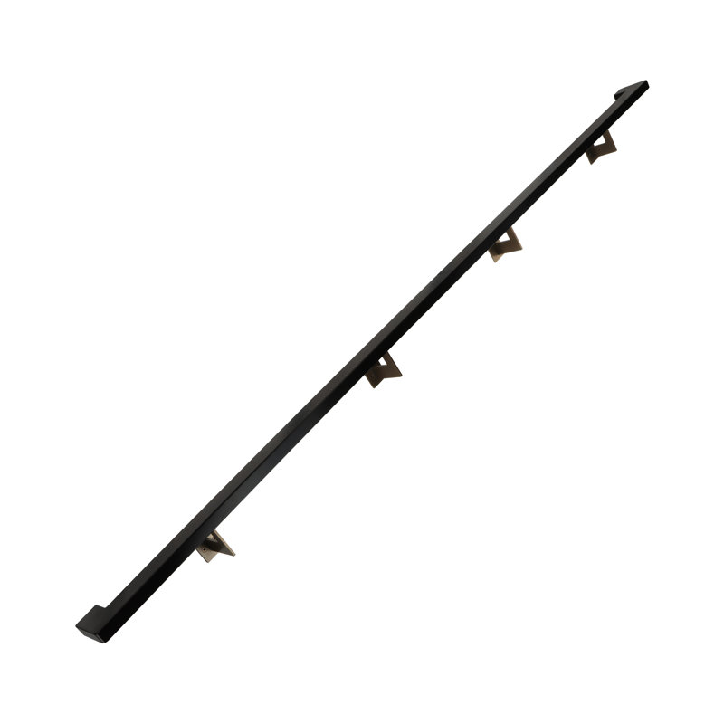 Urban Contemporary Handrail Grab Bar Kit, L Steel Brackets, Returns to Wall, Powder Coat, 132" W, Bronze/Black