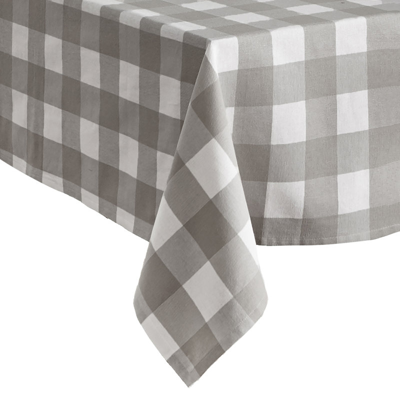 Skookum Buffalo Check Tablecloth, Gray/White, 70" L x 52" W