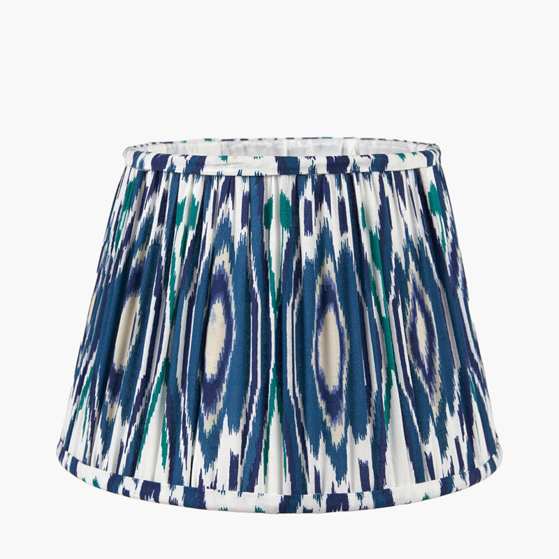 Pleated Cotton Cylinder Shade, Blue, 24cm H x 35cm W x 35cm D